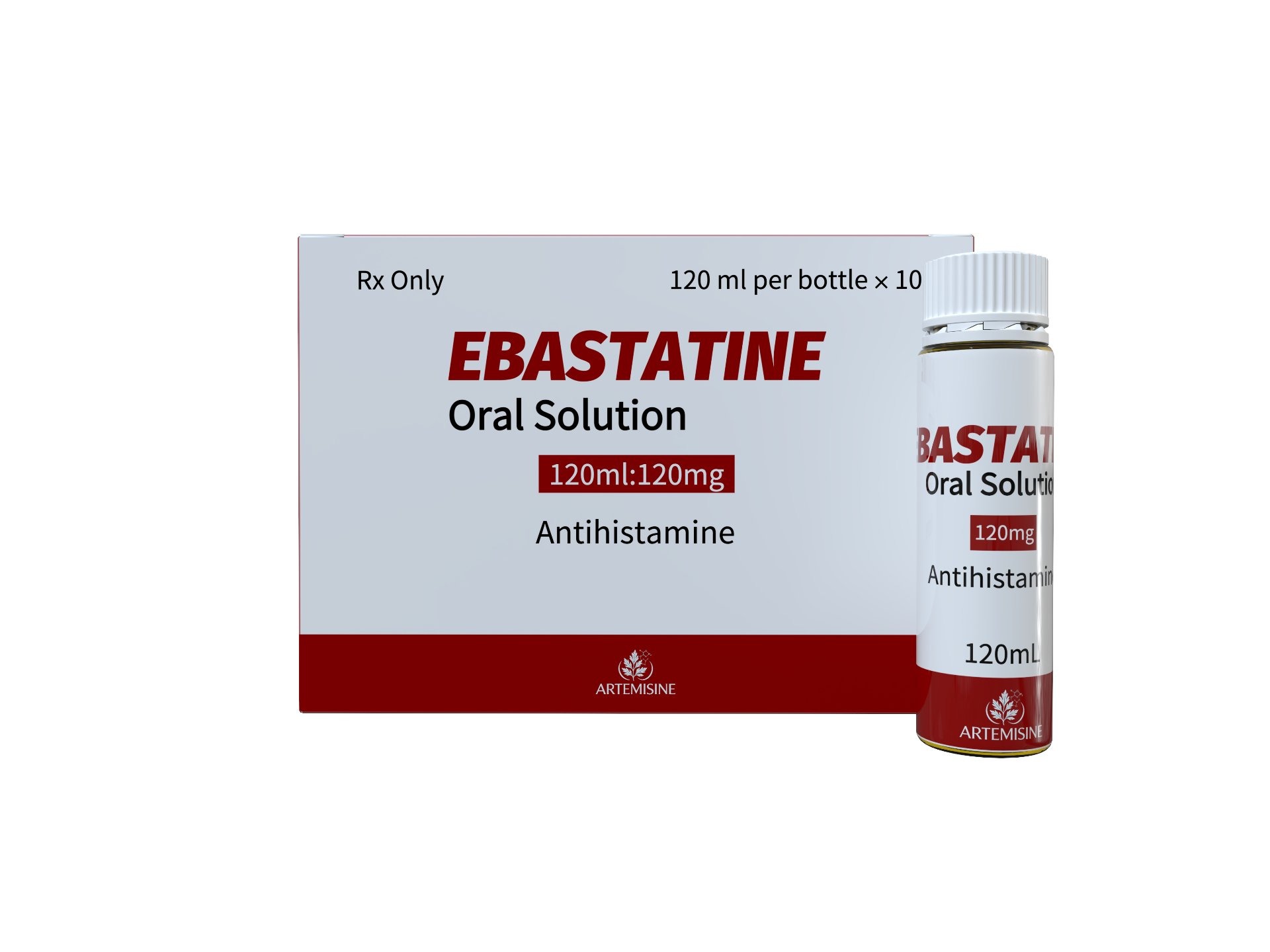 Ebastatine Oral Solution 120mL:120mg product packaging